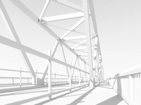 Modern truss bridge model, perspective 3 d Ilustración de archivo