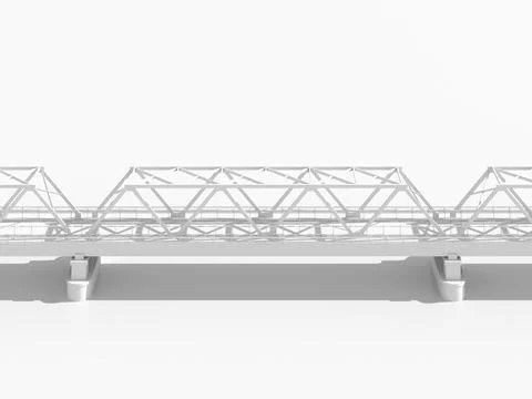 Modern truss bridge model, side view 3d Ilustración de archivo