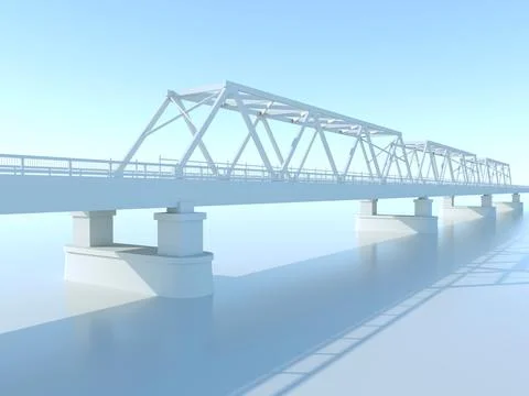Modern truss bridge project, perspective 3d Ilustración de archivo