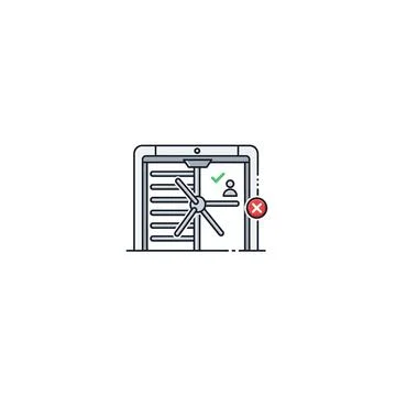 Modern turnstile access gate icon with approved and denied entry status Ilustración de archivo