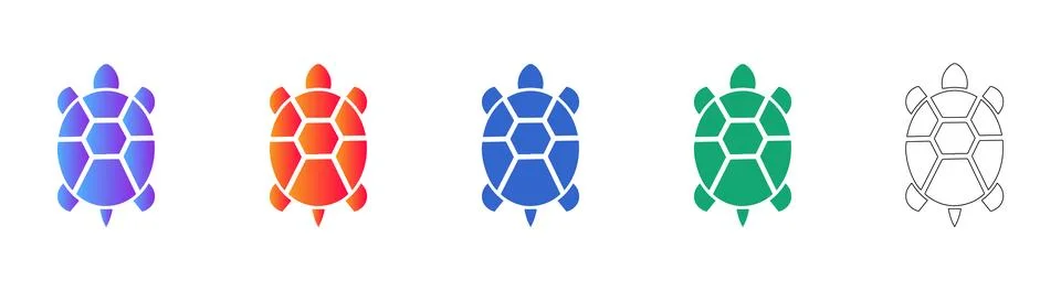 Modern Turtle Icon Collection Stock Illustration
