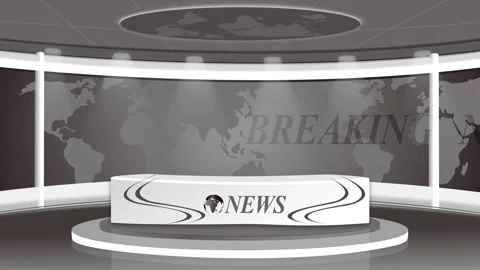 Modern tv news studio set background animation Stock Footage 334765783