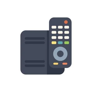 Modern tv set top box receiver with remote control icon Stock Illustration