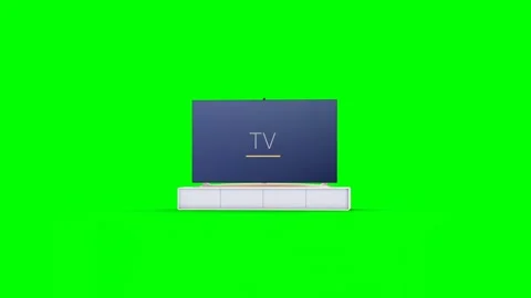 Modern TV on Simple Stand on Green Background Video stock 314935181