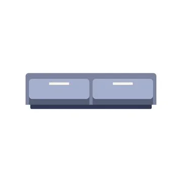 Modern tv stand with two drawers providing storage space Stock Illustration