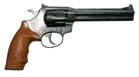 Modern two-colored revolver Stock Photos