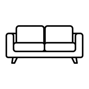Modern two seater sofa line art illustration for interior design concept art Stock Illustration