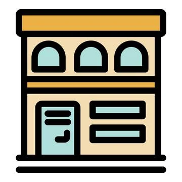 Modern two storey building with arched windows is waiting for its tenants Ilustración de archivo