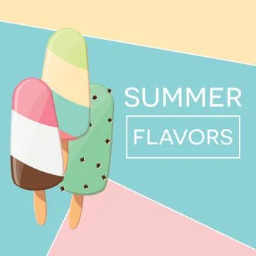 Modern typographic summer poster design with ice cream and geometric elements Stock Illustration