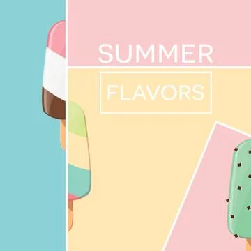 Modern typographic summer poster design with ice cream and geometric elements Stock Illustration