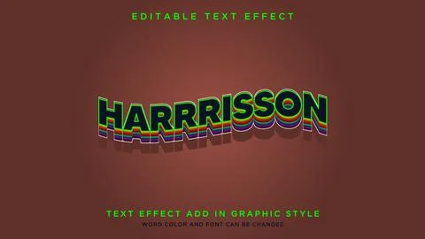 Modern typography and editable text style effect Harrrisson text style theme Stock Illustration