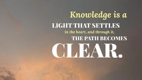 Modern typography layout featuring the quote Knowledge is a light that sett.. Fotos de archivo