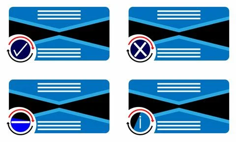 Modern UI card interface set with check and cross status indicators Stock Illustration