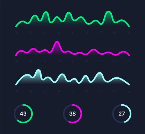 Modern UI chart infographic. Admin data app, interactive business dashboard, HUD Stock Illustration