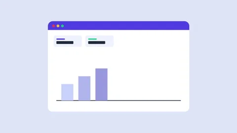 Modern UI Dashboard Animation with Growing Bar Chart and Data Analytics Info Stock Footage 333983888