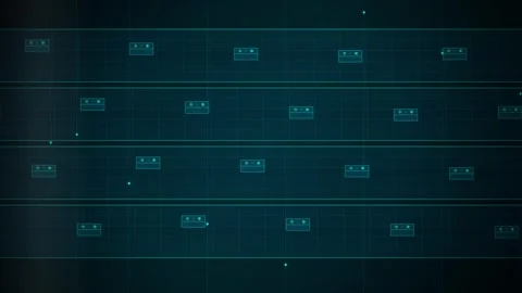 Modern UI Grid Interface Overlay for Digital Tech Presentation Background Stock Footage 346002840