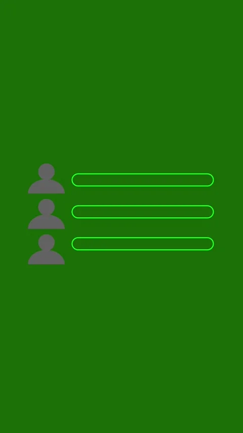 A modern UI list showing people icons with progress indicators on a green b.. Stock Footage 337459711