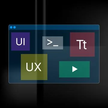 Modern UI UX interface design with terminal and media controls Stock Illustration