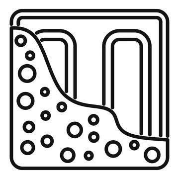 Modern underfloor heating system installing covering floor with tiles line icon Stock Illustration