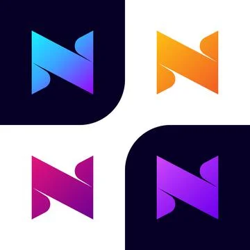 Modern unique creative Letter N logo design, stylish unusual fashion brand Stock Illustration