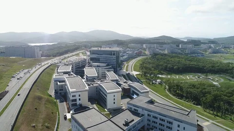 Modern university campus in summer Stock Footage 128276978