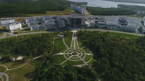 Modern university campus in summer Stock Footage 128278031