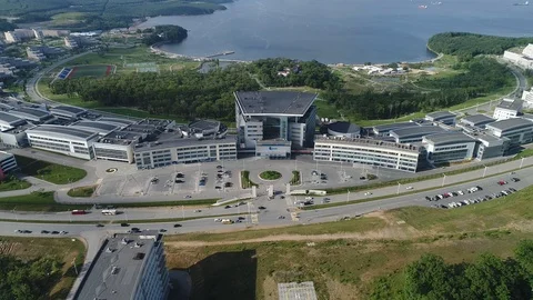 Modern university campus in summer Stock Footage 128278317