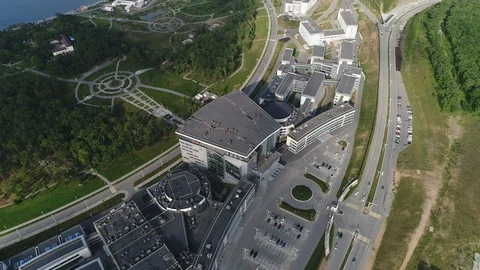 Modern university campus in summer Stock Footage 128279039