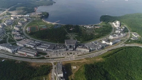 Modern university campus in summer Stock Footage 128279313