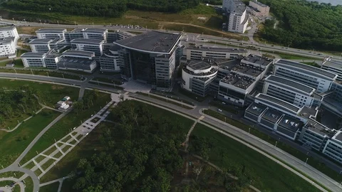 Modern university campus in summer Stock Footage 128280091