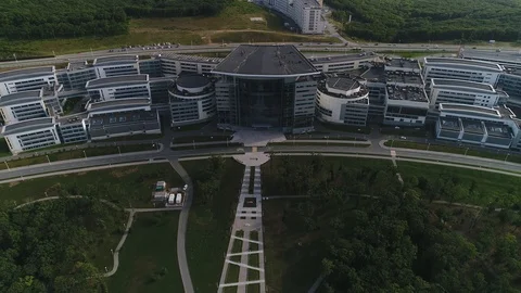 Modern university campus in summer Stock Footage 128280652