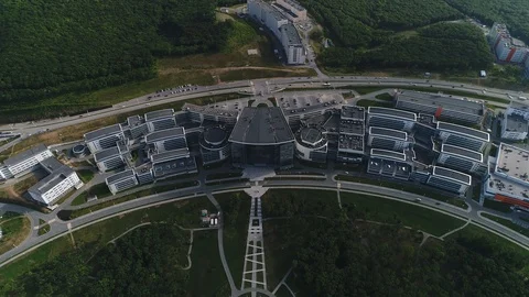 Modern university campus in summer Stock Footage 128280684