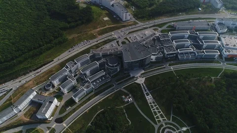 Modern university campus in summer Stock Footage 128280761