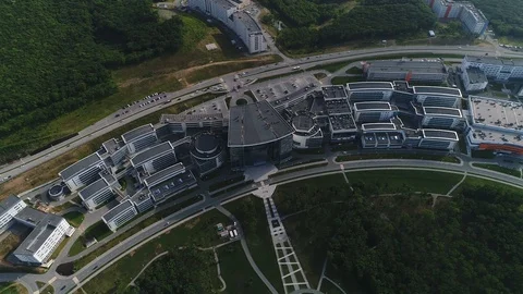 Modern university campus in summer Stock Footage 128280764