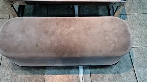 Modern Upholstered Bench Sofa with Table Minimalist Interior Seating Concept Stock Footage 331873632
