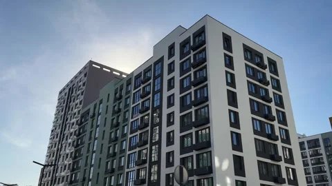A Modern Urban Apartment Complex, Vibrant Cityscape Environment Stock Footage 288253085