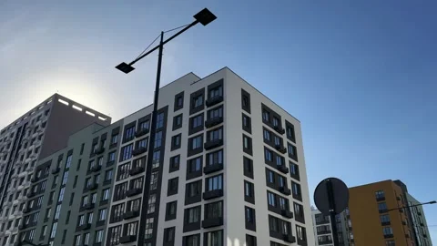 A Modern Urban Apartment Complex, Vibrant Cityscape Environment Stock Footage 288253128
