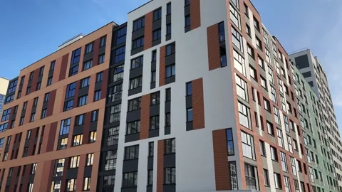 A Modern Urban Apartment Complex, Vibrant Cityscape Environment Stock Footage 288253256