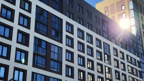 A Modern Urban Apartment Complex, Vibrant Cityscape Environment Stock Footage 288339481