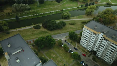 Modern urban architecture. Multi-storey buildings with infrastructure. Densely p Vídeos de archivo 212397865