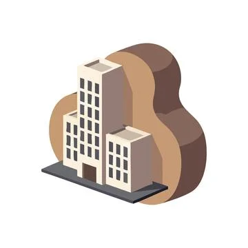 (Modern Urban Building Complex Isometric. Stylized architectural structures.. Ilustración de archivo