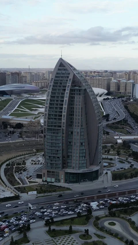 Modern Urban Building Drone View with Cityscape and Traffic Stock Footage 341882518
