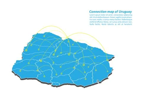 Modern of uruguay Map connections network design, Best Internet Concept of ur Stock Illustration