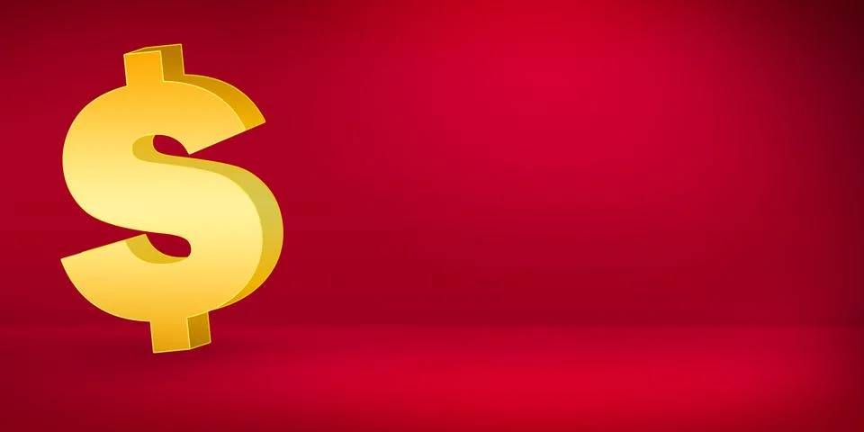 Modern US Dollar Sign 3D Rendered with Empty Room Wallpaper and background イラスト素材