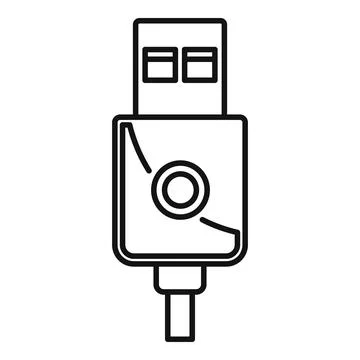 Modern usb cable icon, outline style 스톡 일러스트