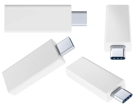 Modern USB Type C Flash Drive Mockup, Multiple Angles. 3D Rendering Illustrazione stock