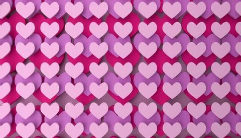 Modern Valentines Day background with stackes heart shapes Illustrazione stock