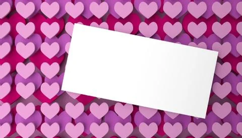 Modern Valentines Day background with stackes pink heart shapes Illustrazione stock