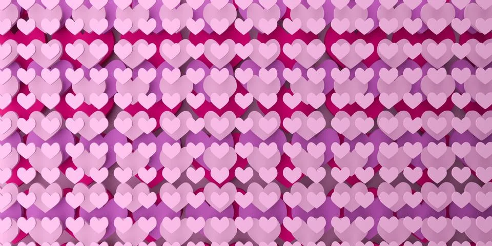 Modern Valentines Day background with stackes heart shapes Illustrazione stock