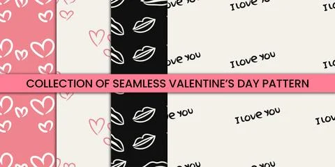 Modern Valentine's Day Seamless Pattern Collection. Stock Illustration